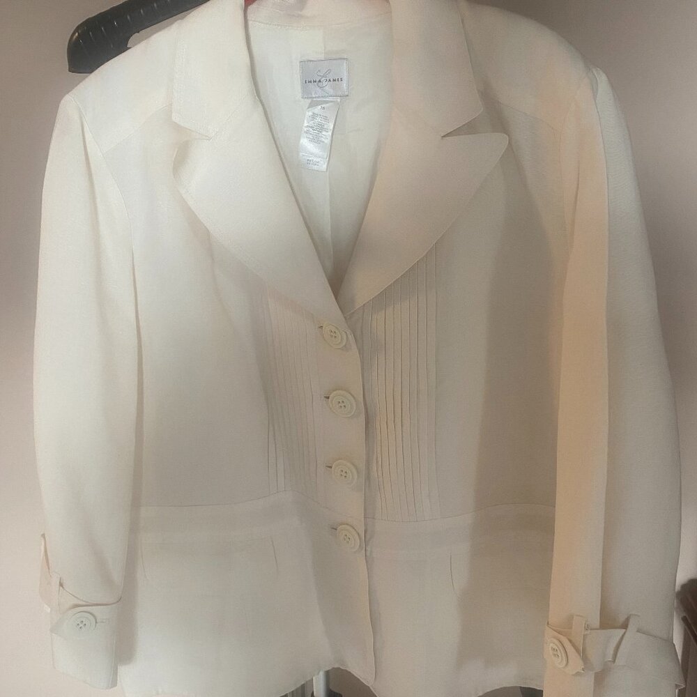 Emma James Linen & Rayon Jacket, Off White, Size 16